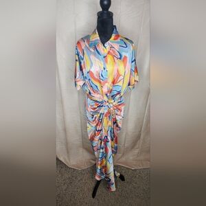 Fashion Nova Multicolor Swirl Midi Dress